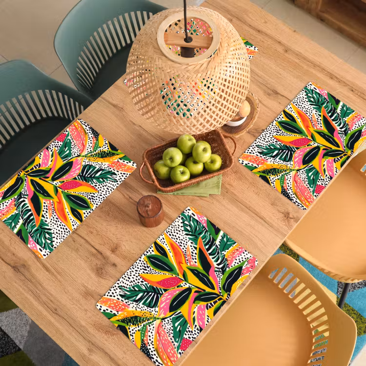 Tropisch - Bladeren - Zwart - wit Placemat vinyl groot -zzsfeer5_Kitchenyeah-website