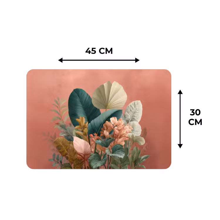 Tropische bladeren - Bloemen - Roze - groen Placemat vinyl groot -specs