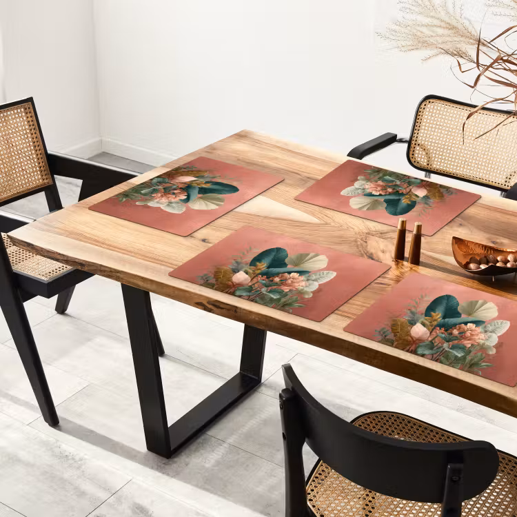 Tropische bladeren - Bloemen - Roze - groen Placemat vinyl groot -zzsfeer4_Kitchenyeah-website