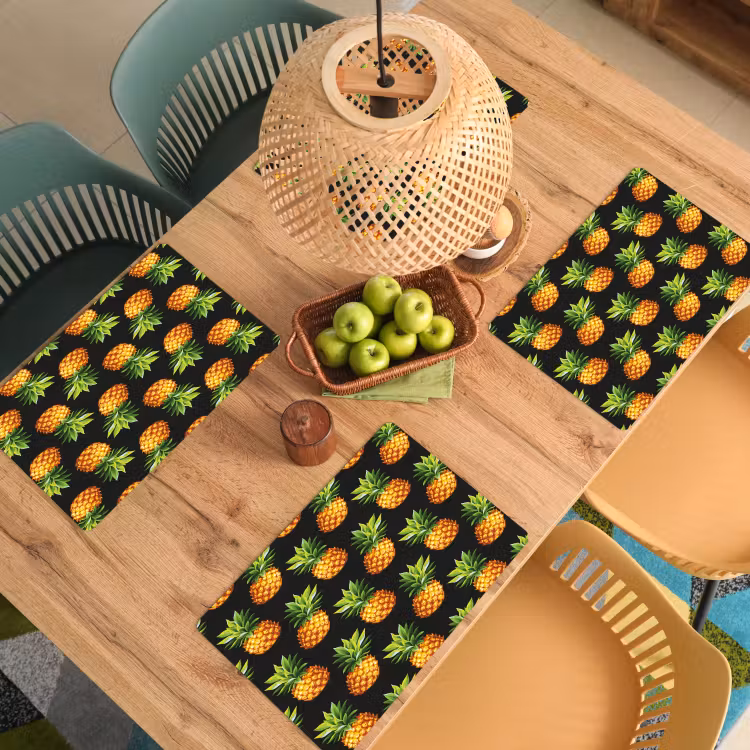 Tropische - Ananas - Zwart Placemat vinyl groot 368 -zzsfeer5_Kitchenyeah-website
