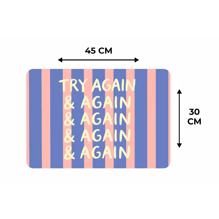 Try again - Strepen - Roze - Verticaal - Blauw Placemat vinyl groot -specs