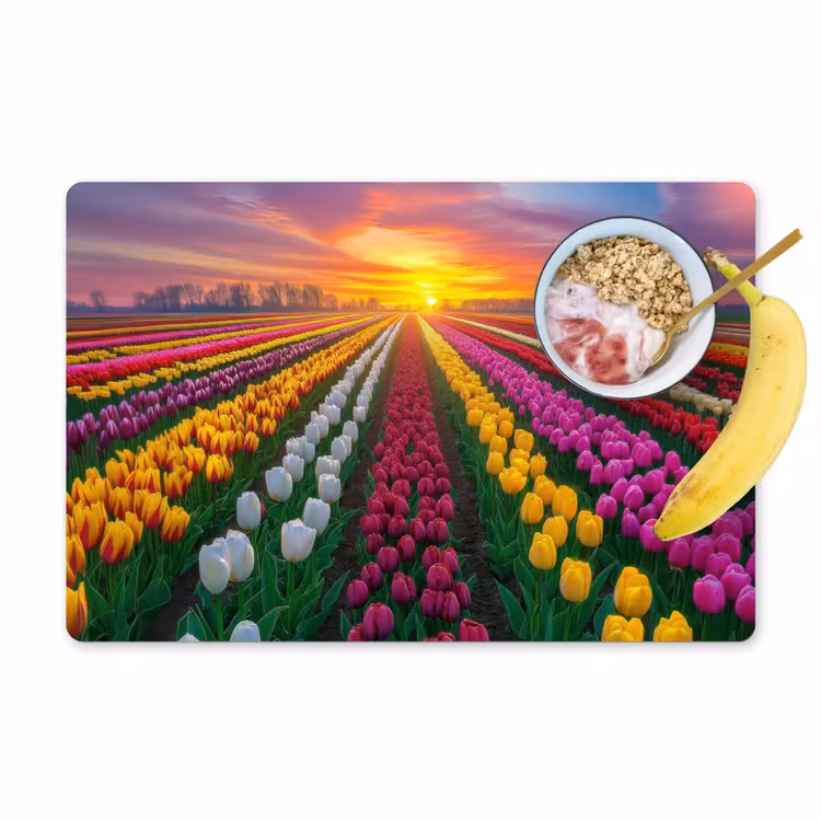 Tulpenveld - Zonsondergang - Kleurrijk Placemat vinyl groot -zzzproduct_Kitchenyeah-website