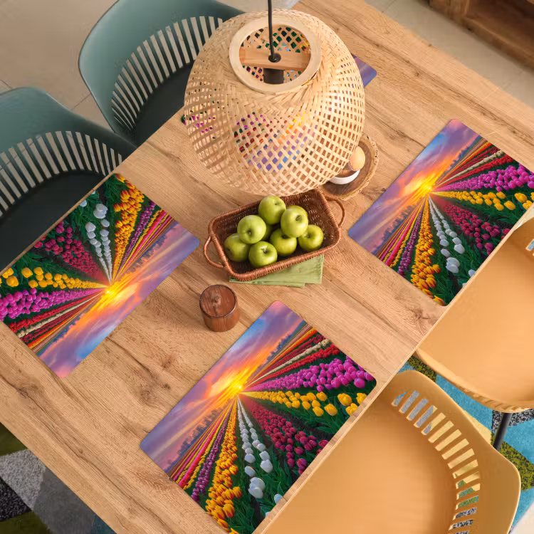 Tulpenveld - Zonsondergang - Kleurrijk Placemat vinyl groot -zzsfeer5_Kitchenyeah-website