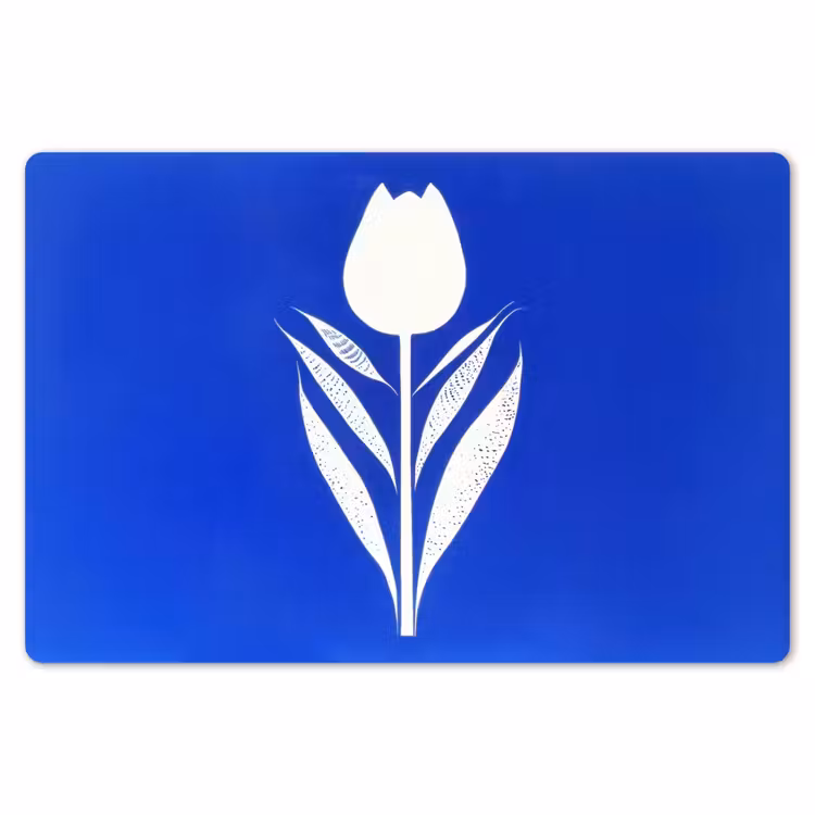 Tulp - Minimalistisch - Bladeren - Wit Placemat vinyl groot -zzsfeer1_Kitchenyeah-website