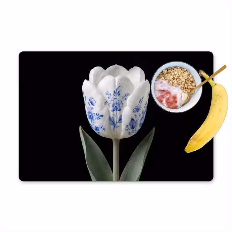 Tulp - Patroon - Blauw Placemat vinyl groot -zzzproduct_Kitchenyeah-website