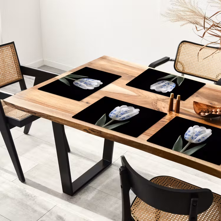 Tulp - Patroon - Blauw Placemat vinyl groot -zzsfeer4_Kitchenyeah-website