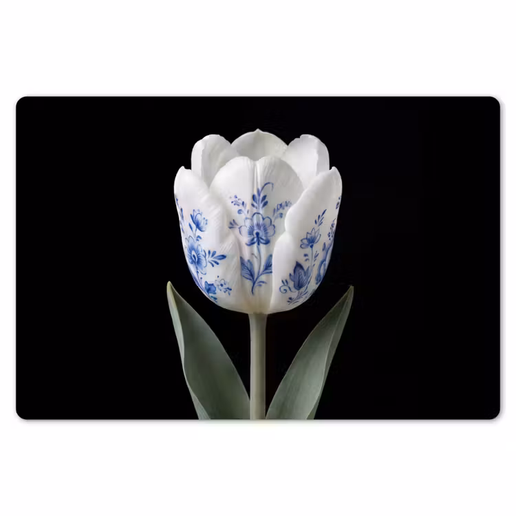 Tulp - Patroon - Blauw Placemat vinyl groot -zzsfeer1_Kitchenyeah-website