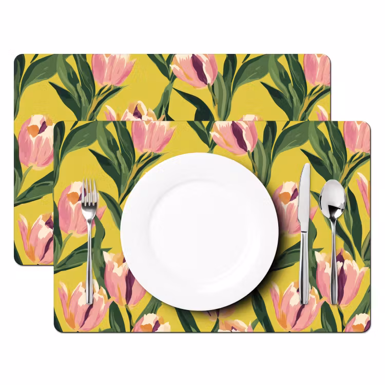 Tulpen - Botanisch - Geel Placemat vinyl groot 368 -zzsfeer2_Kitchenyeah-website