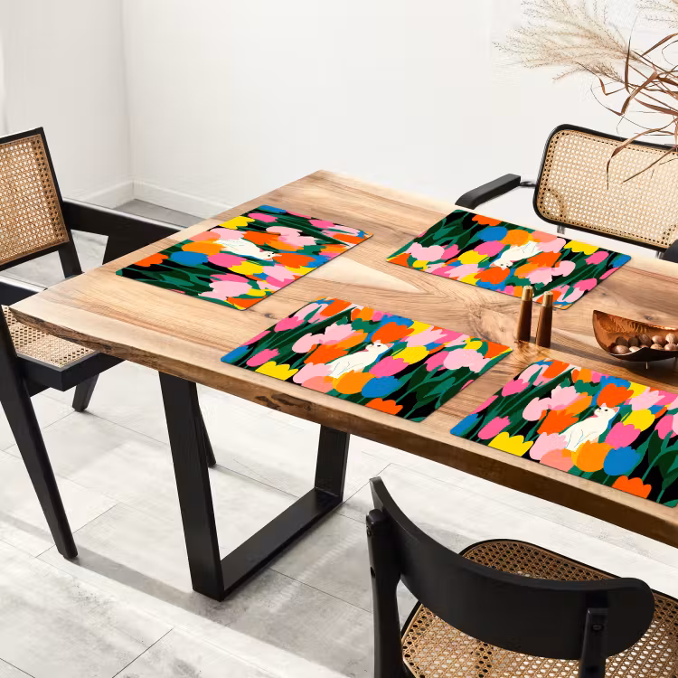 Tulpen - Kat - Kleurrijk Placemat vinyl groot -zzsfeer4_Kitchenyeah-website