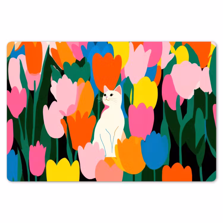 Tulpen - Kat - Kleurrijk Placemat vinyl groot -zzsfeer1_Kitchenyeah-website