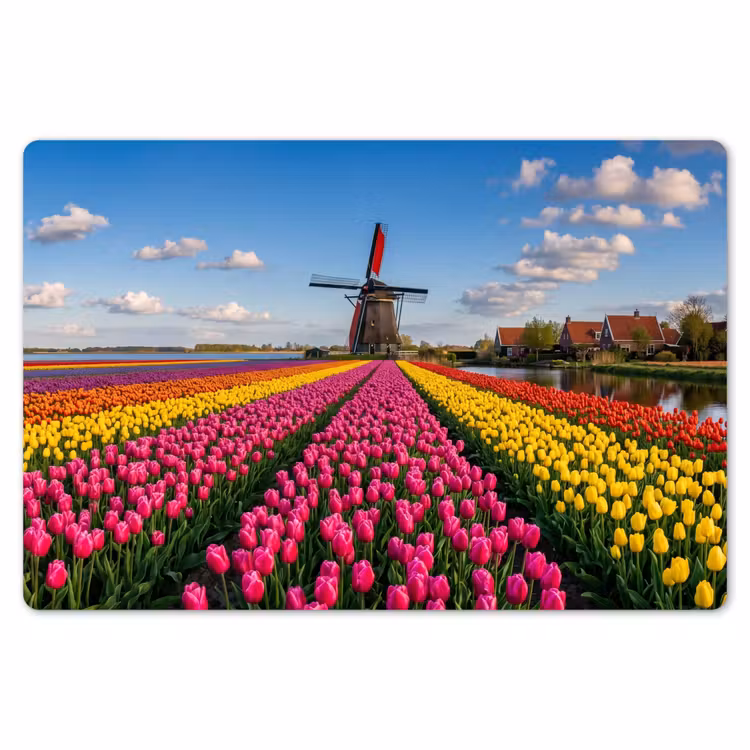 Tulpen - Holland - Molen - Kleurrijk Placemat vinyl groot -zzsfeer1_Kitchenyeah-website