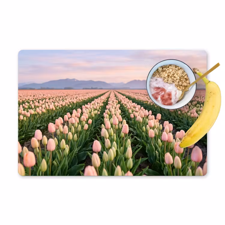 Tulpen - Landschap - Roze Placemat vinyl groot -zzzproduct_Kitchenyeah-website