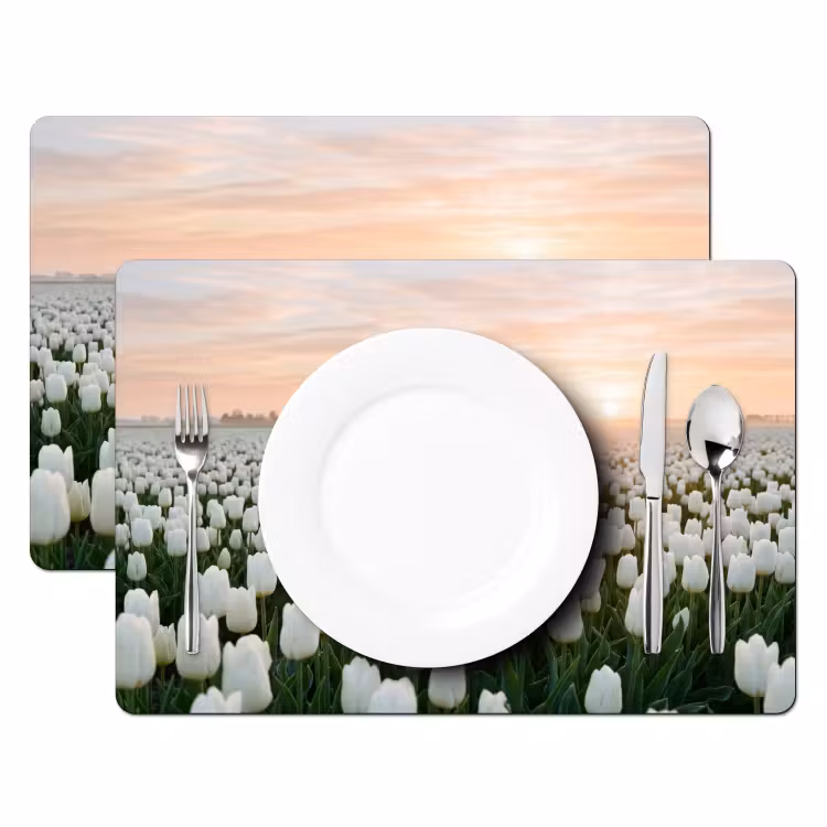 Tulpen - Landschap - Wit Placemat vinyl groot -zzsfeer2_Kitchenyeah-website