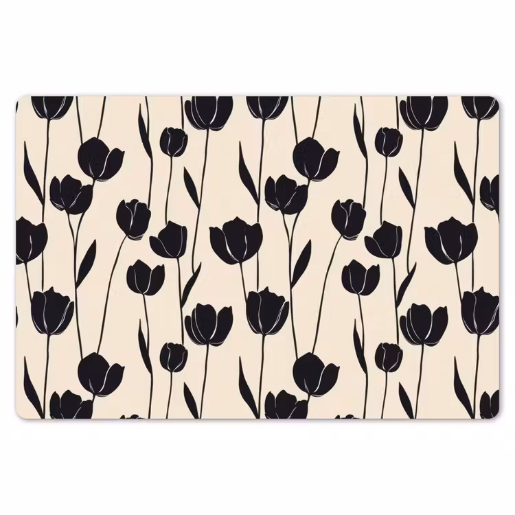 Tulpen - Patroon - Zwart Placemat vinyl groot 368 -zzsfeer1_Kitchenyeah-website