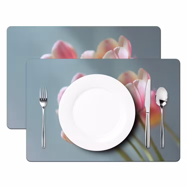 Tulpen - Roze - Stelen Placemat vinyl groot -zzsfeer2_Kitchenyeah-website
