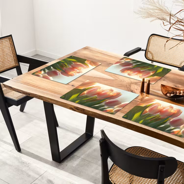 Tulpen - Roze - Zonnestralen Placemat vinyl groot -zzsfeer4_Kitchenyeah-website