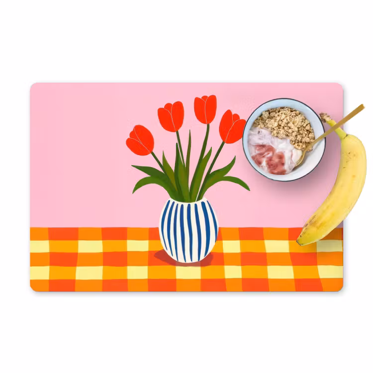 Tulpen - Roze - Vaas Placemat vinyl groot -zzzproduct_Kitchenyeah-website