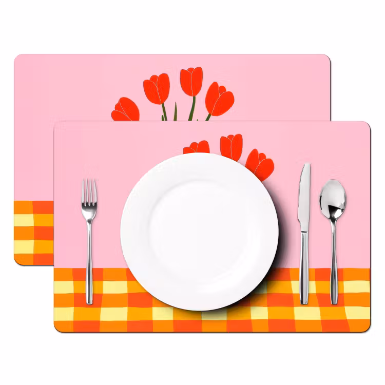 Tulpen - Roze - Vaas Placemat vinyl groot -zzsfeer2_Kitchenyeah-website
