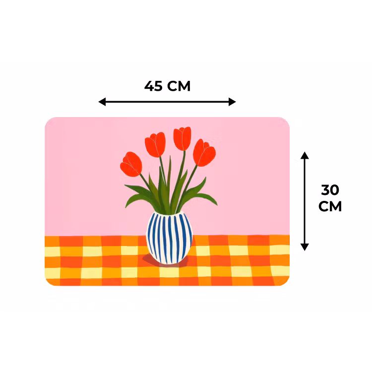 Tulpen - Roze - Vaas Placemat vinyl groot -specs
