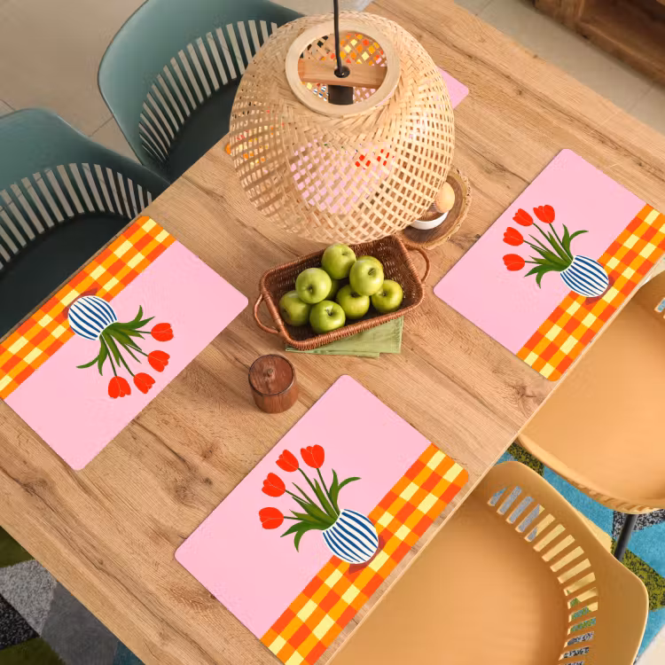 Tulpen - Roze - Vaas Placemat vinyl groot -zzsfeer5_Kitchenyeah-website