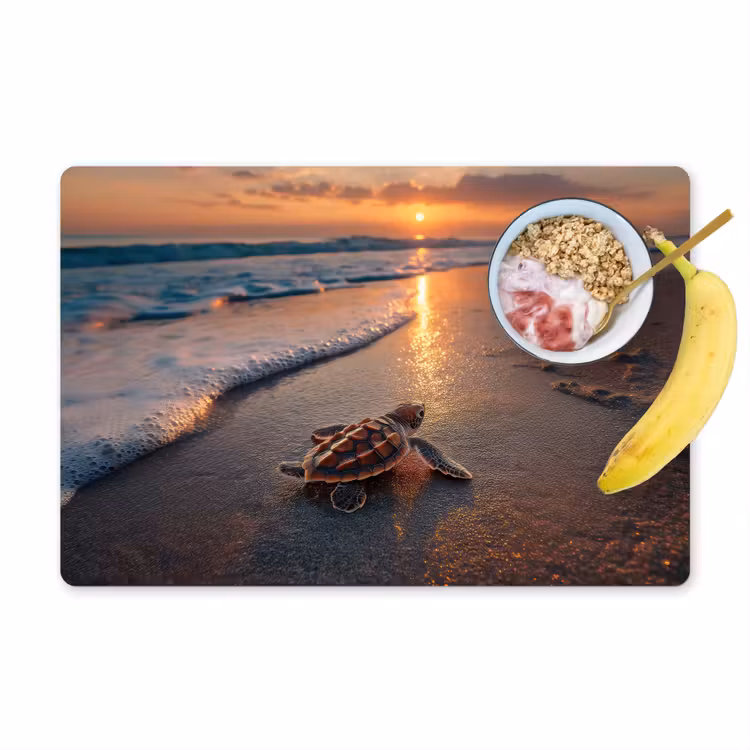 Schildpad - strand - Zonsondergang Placemat vinyl groot -zzzproduct_Kitchenyeah-website