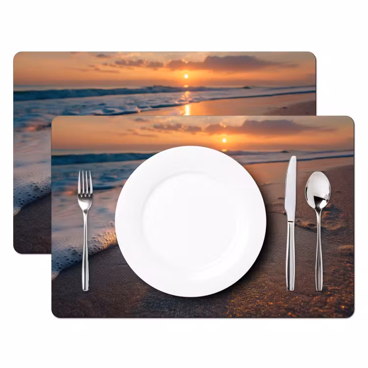 Schildpad - strand - Zonsondergang Placemat vinyl groot -zzsfeer2_Kitchenyeah-website