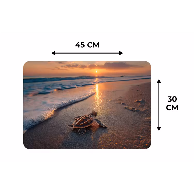 Schildpad - strand - Zonsondergang Placemat vinyl groot -specs
