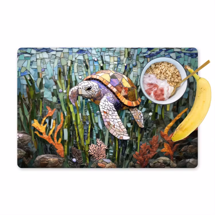 Schildpad - Zeewier - Mozaïek Placemat vinyl groot -zzzproduct_Kitchenyeah-website