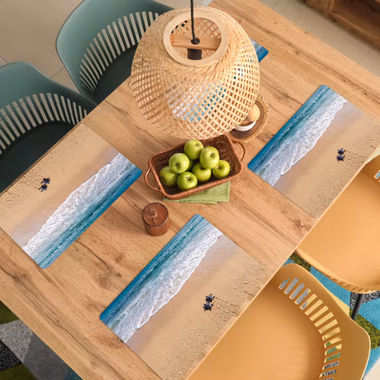 Schildpad - Jong - Strand - Oceaan - Blauw Placemat vinyl groot -zzsfeer5_Kitchenyeah-website