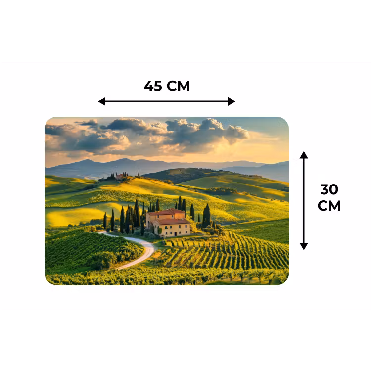 Toscane - Landschap - Wijngaarden Placemat vinyl groot -specs