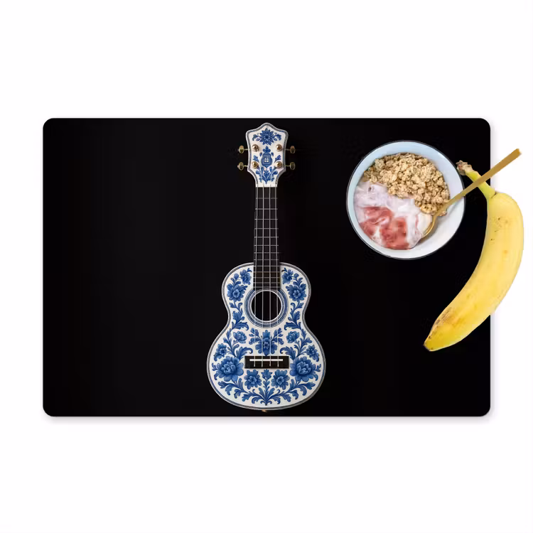 Ukelele - Delfts - Blauw - Muziek Placemat vinyl groot -zzzproduct_Kitchenyeah-website