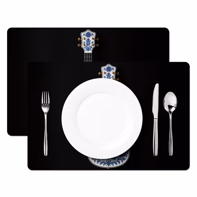 Ukelele - Delfts - Blauw - Muziek Placemat vinyl groot -zzsfeer2_Kitchenyeah-website