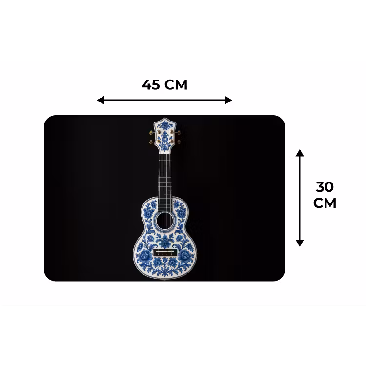 Ukelele - Delfts - Blauw - Muziek Placemat vinyl groot -specs