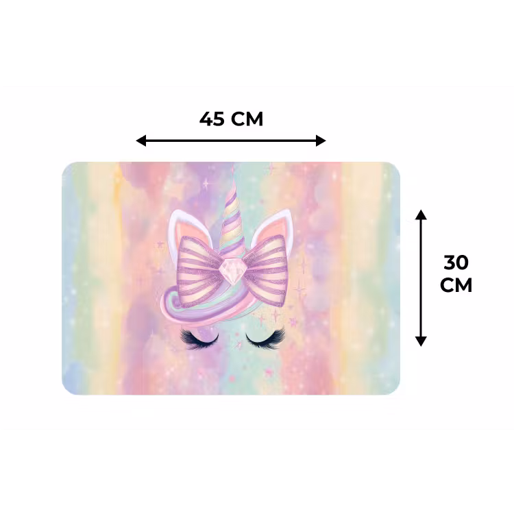 Eenhoorn - Glitters - Regenboog - Pastel Placemat vinyl groot -specs