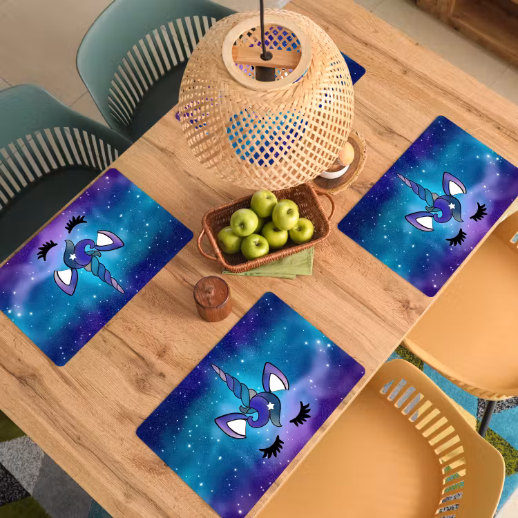Eenhoorn - Sterrenhemel - Ster - Blauw Placemat vinyl groot -zzsfeer5_Kitchenyeah-website