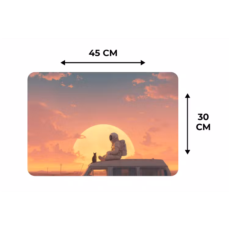Busje - Kat - Zonsondergang - Oranje Placemat vinyl groot -specs