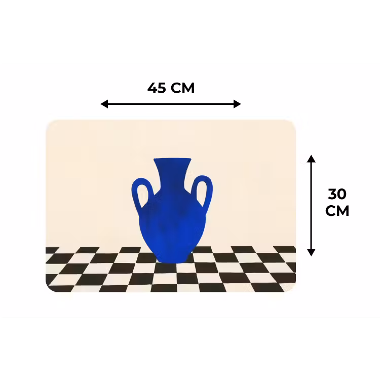 Vaas - Blauw - Geblokt - Modern Placemat vinyl groot -specs