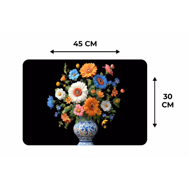 Vaas - Boeket - Bloemen - Kleur Placemat vinyl groot -specs