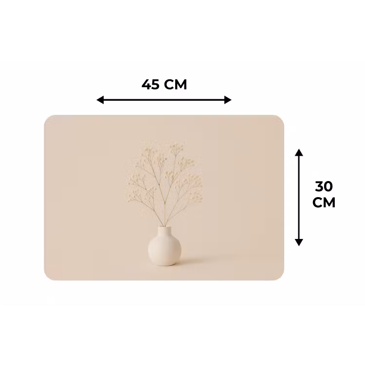 Vaas - Takken - Bloemetjes - Wit Placemat vinyl groot -specs