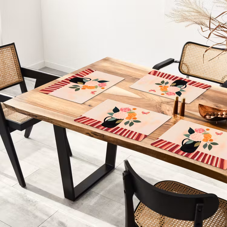 Vaas - Bloemen - Vlinder - Rood Placemat vinyl groot -zzsfeer4_Kitchenyeah-website