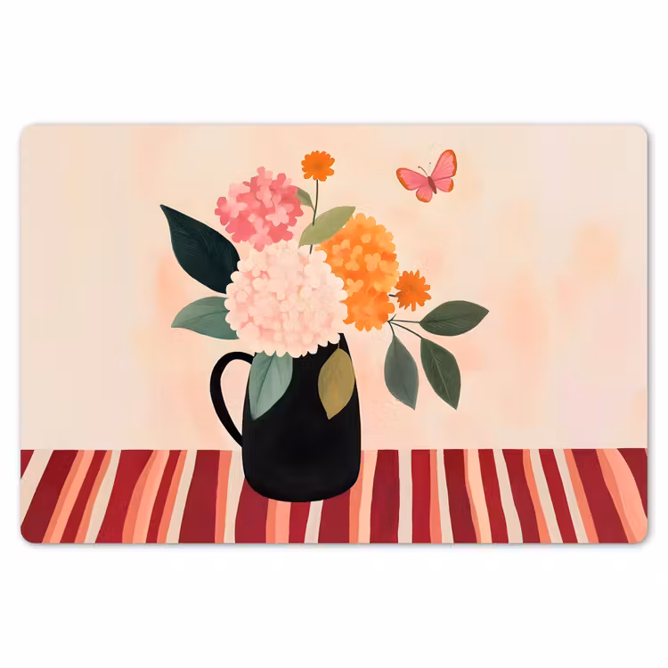 Vaas - Bloemen - Vlinder - Rood Placemat vinyl groot -zzsfeer1_Kitchenyeah-website