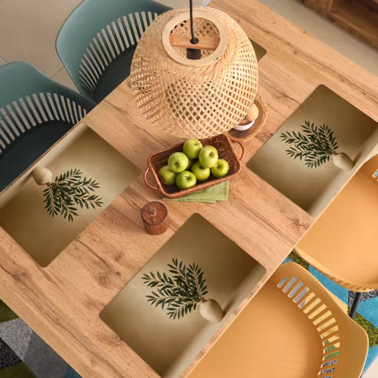 Vaas - Olijftakken - Bladeren - Beige Placemat vinyl groot -zzsfeer5_Kitchenyeah-website