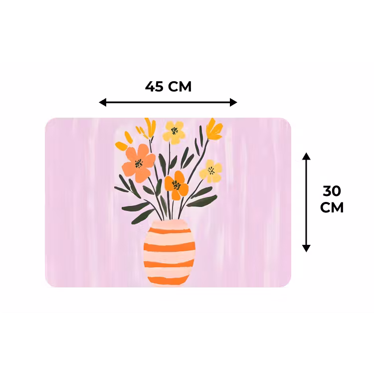 Vaas - Gestreept - Bloemen - Oranje Placemat vinyl groot -specs
