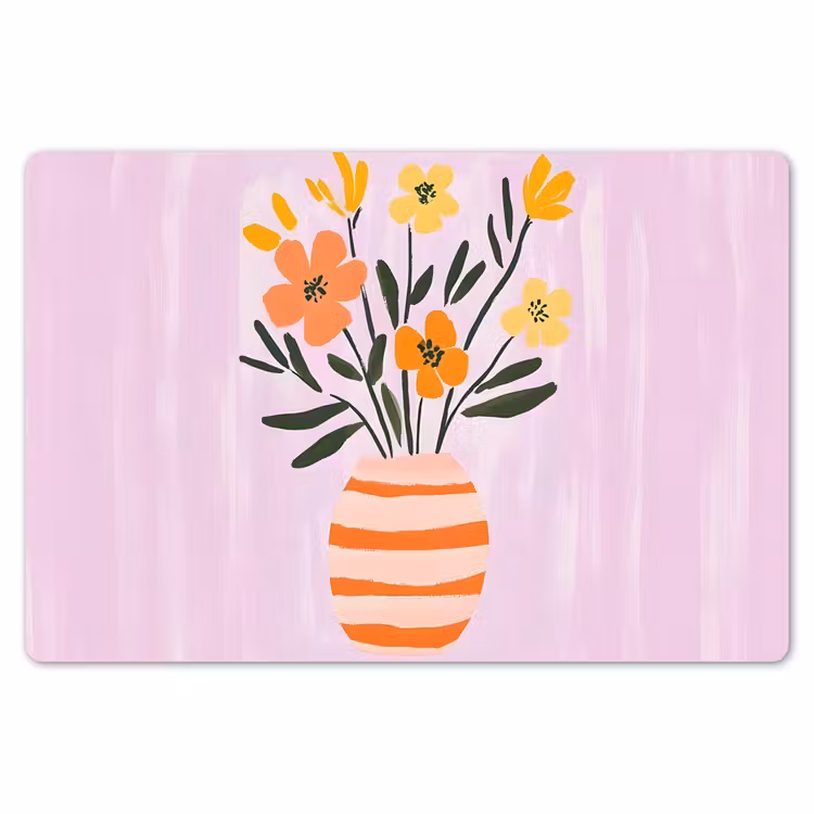 Vaas - Gestreept - Bloemen - Oranje Placemat vinyl groot -zzsfeer1_Kitchenyeah-website