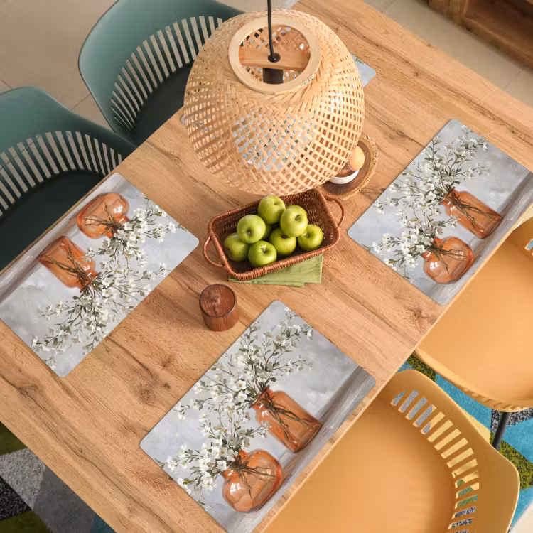 Vazen - Bloemen - Oranje Placemat vinyl groot -zzsfeer5_Kitchenyeah-website