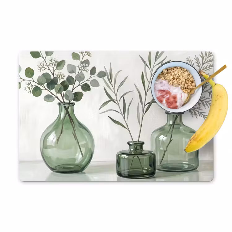 Vazen - Bladeren - Groen Placemat vinyl groot -zzzproduct_Kitchenyeah-website