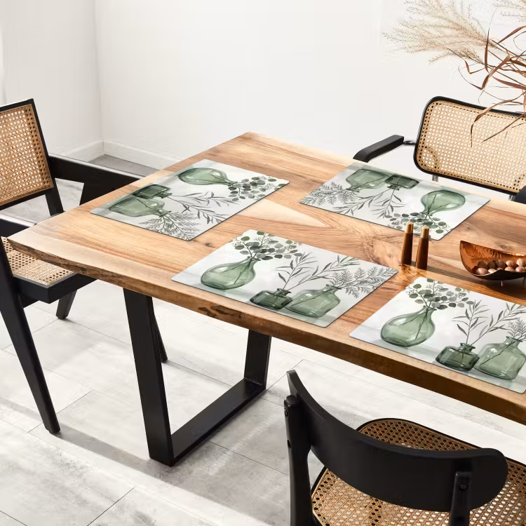 Vazen - Bladeren - Groen Placemat vinyl groot -zzsfeer4_Kitchenyeah-website