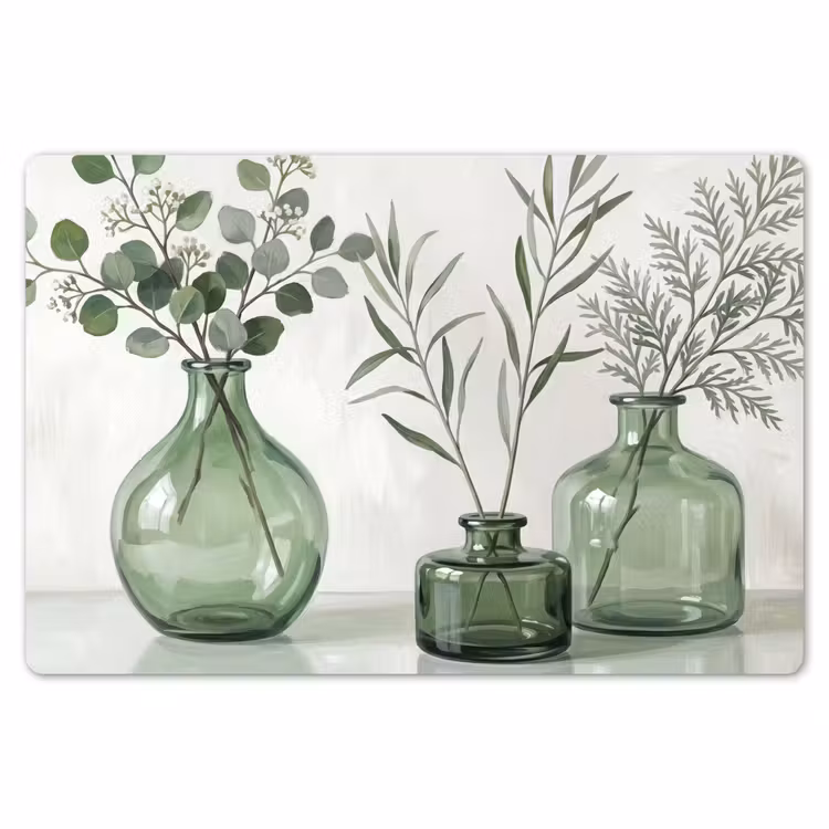 Vazen - Bladeren - Groen Placemat vinyl groot -zzsfeer1_Kitchenyeah-website