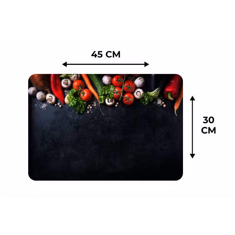 Groente - Kruiden - Specerijen - Zwart - Rustiek - Keuken Placemat vinyl groot -specs