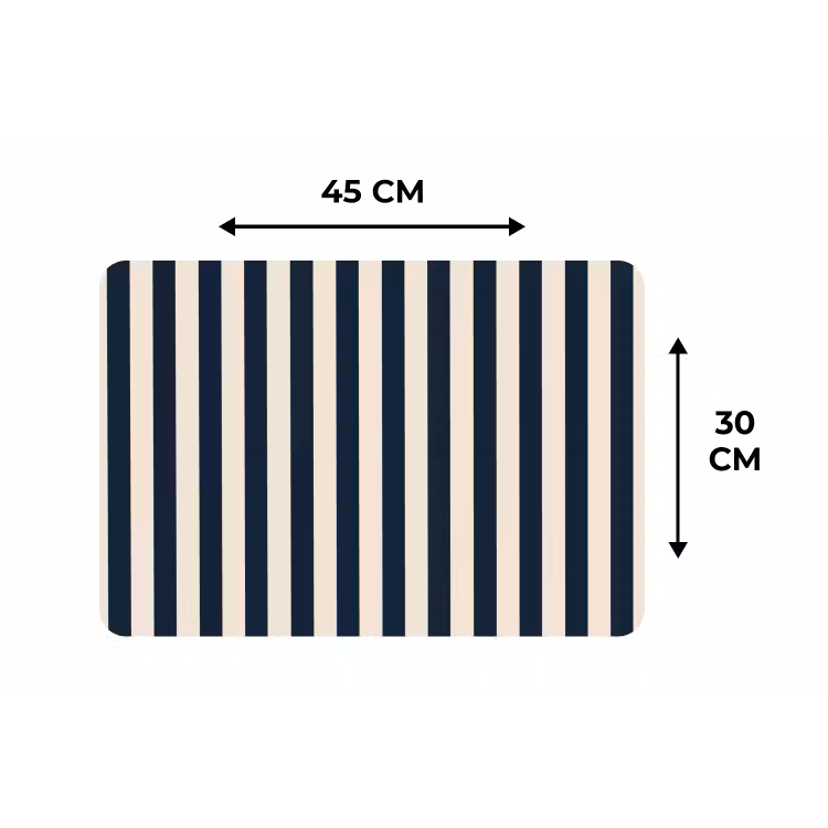Verticale strepen - Blauw - Crème Placemat vinyl groot 368 -specs